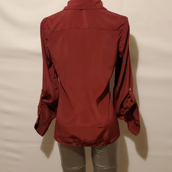 Maroon Button Up Blouse - Picture 3 of 3